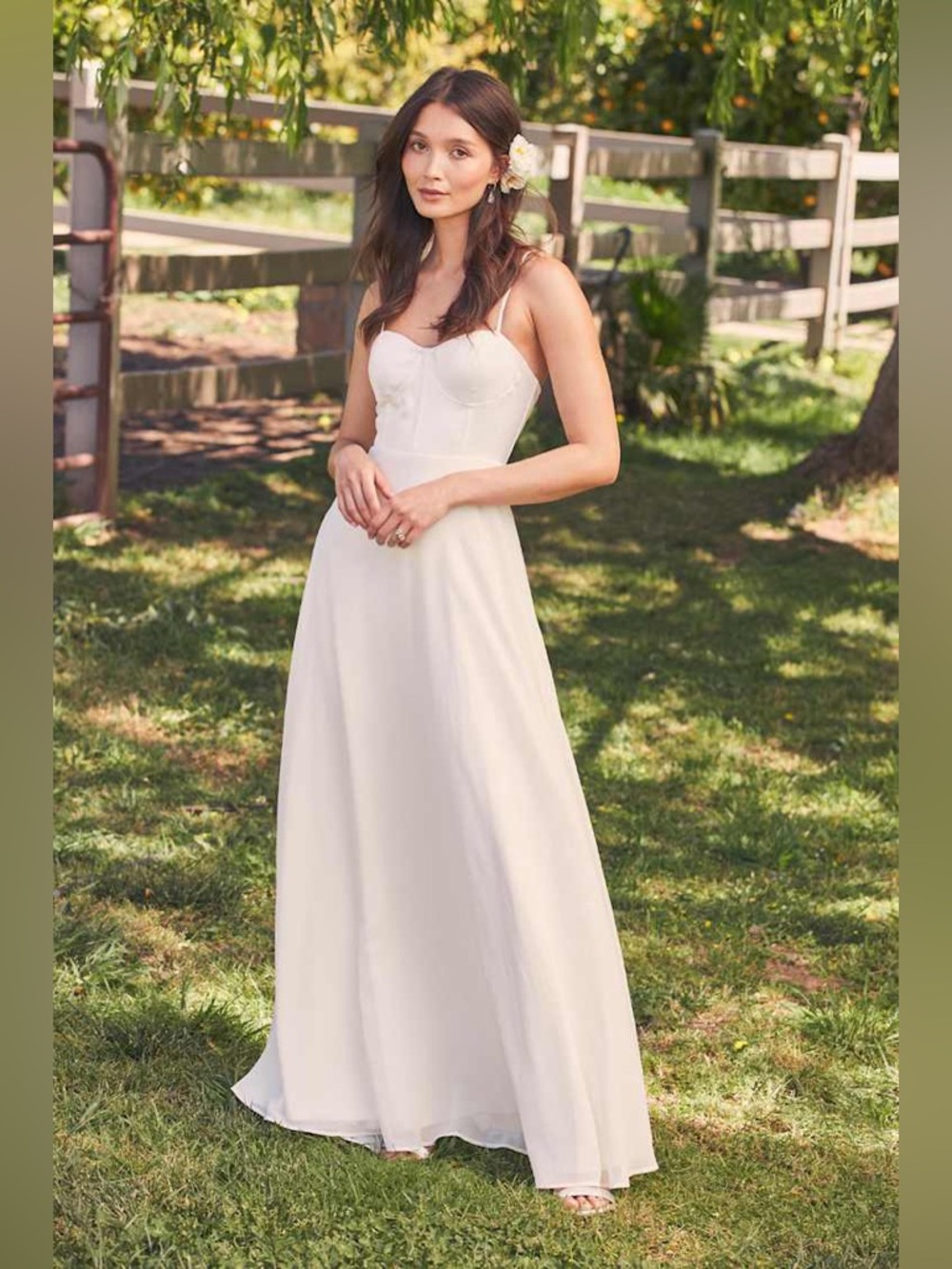 NWT Lulu’s Best Part Of Me Cream Satin Bustier Maxi Dress gown weddding prom L - Picture 2 of 14